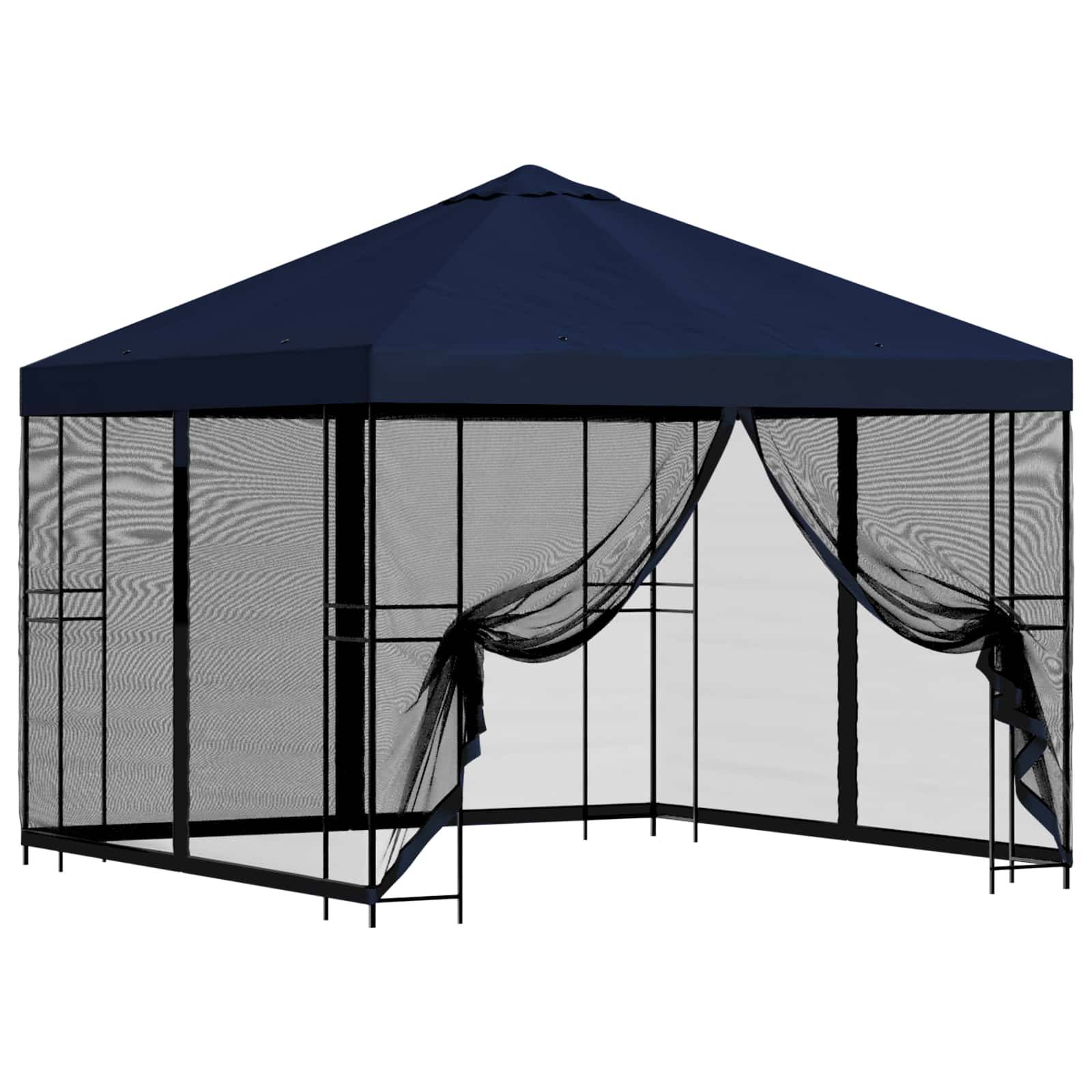 vidaXL Garten Pavillon mit Seitenwänden 3 x 3 m Blau