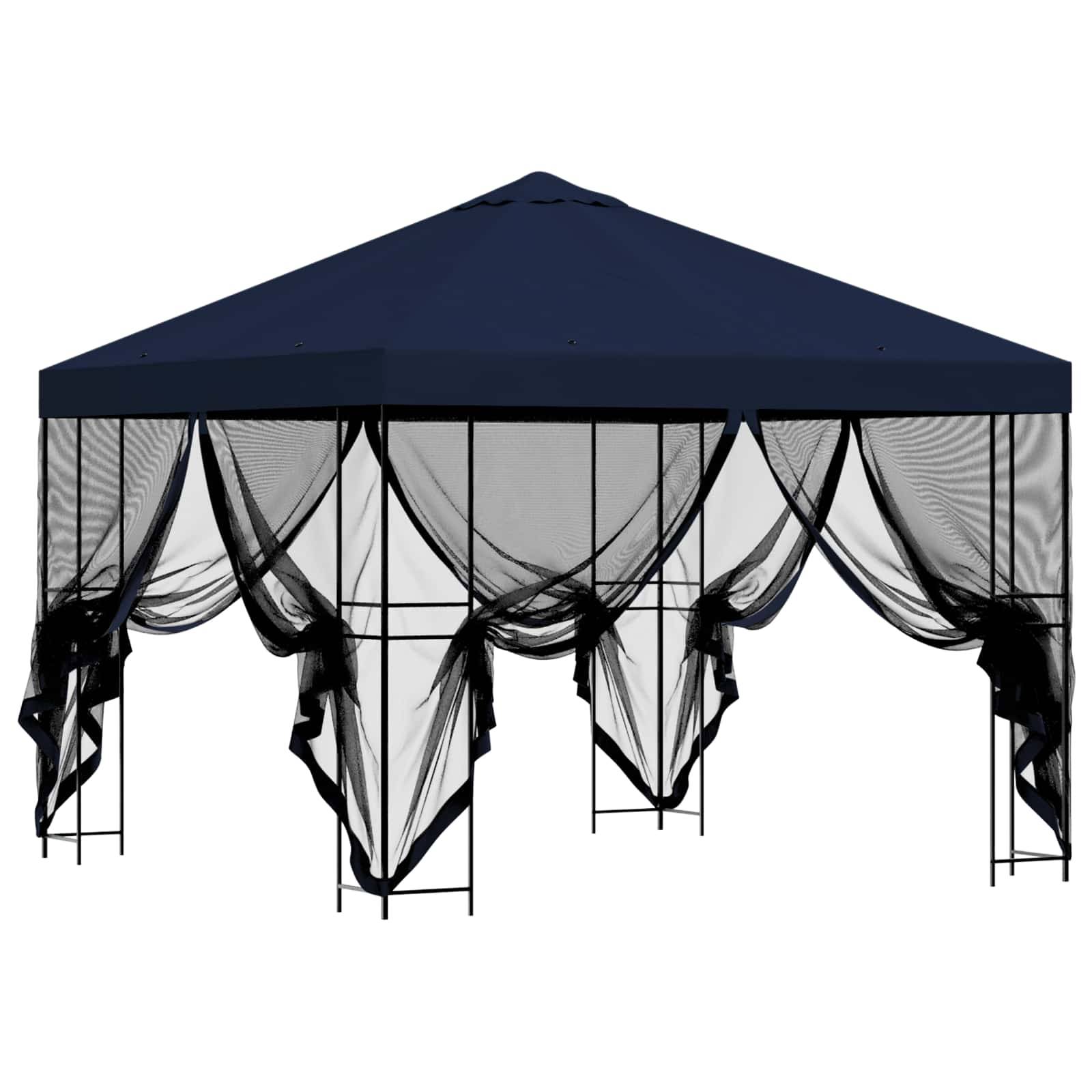vidaXL Garten Pavillon mit Seitenwänden 3 x 3 m Blau