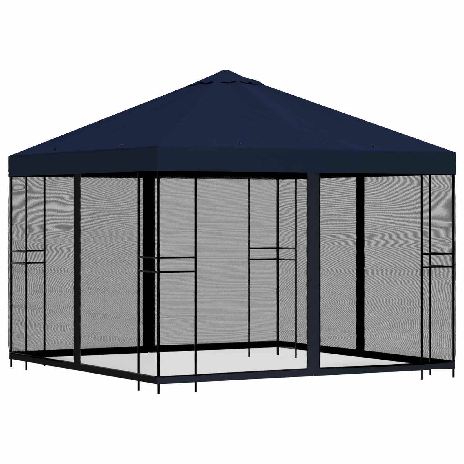 vidaXL Garten Pavillon mit Seitenwänden 3 x 3 m Blau