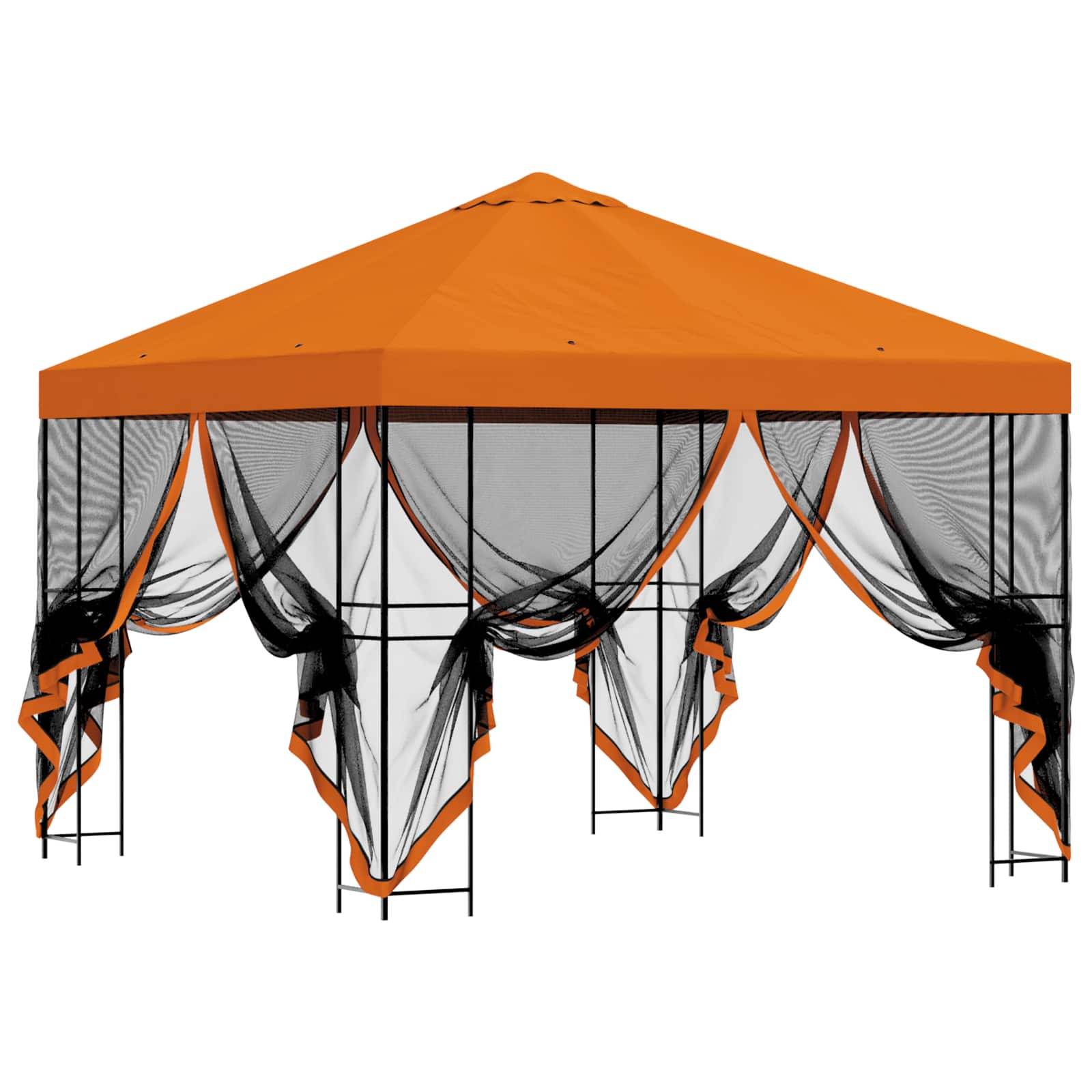 vidaXL Garten Pavillon mit Seitenwänden 3 x 3 m Orange