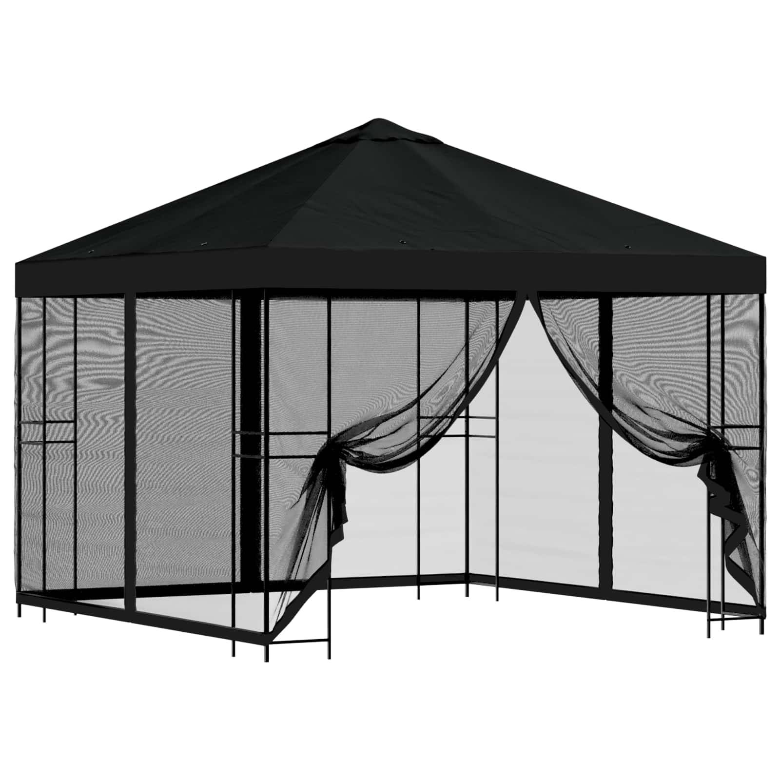 vidaXL Garten Pavillon mit Seitenwänden 3 x 3 m Schwarz