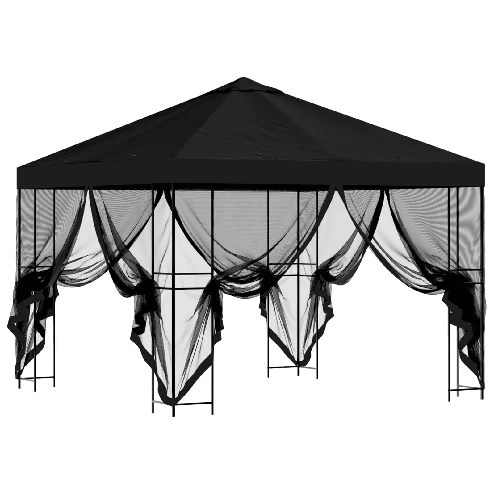vidaXL Garten Pavillon mit Seitenwänden 3 x 3 m Schwarz