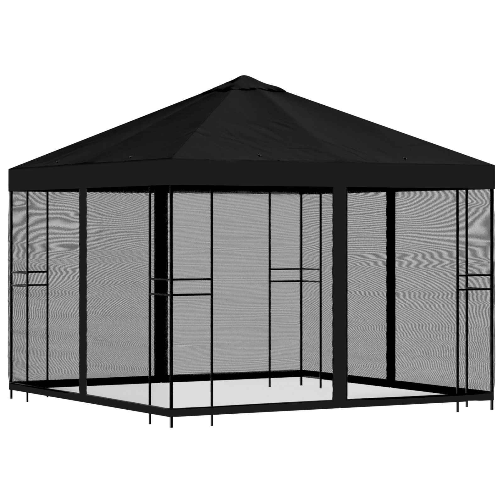 vidaXL Garten Pavillon mit Seitenwänden 3 x 3 m Schwarz