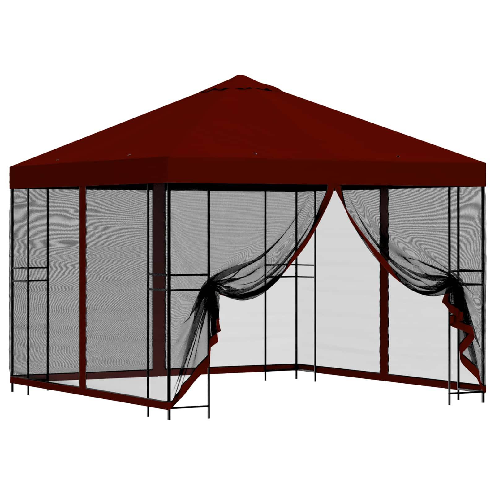 vidaXL Garten Pavillon mit Seitenwänden 3 x 3 m Bordeauxrot