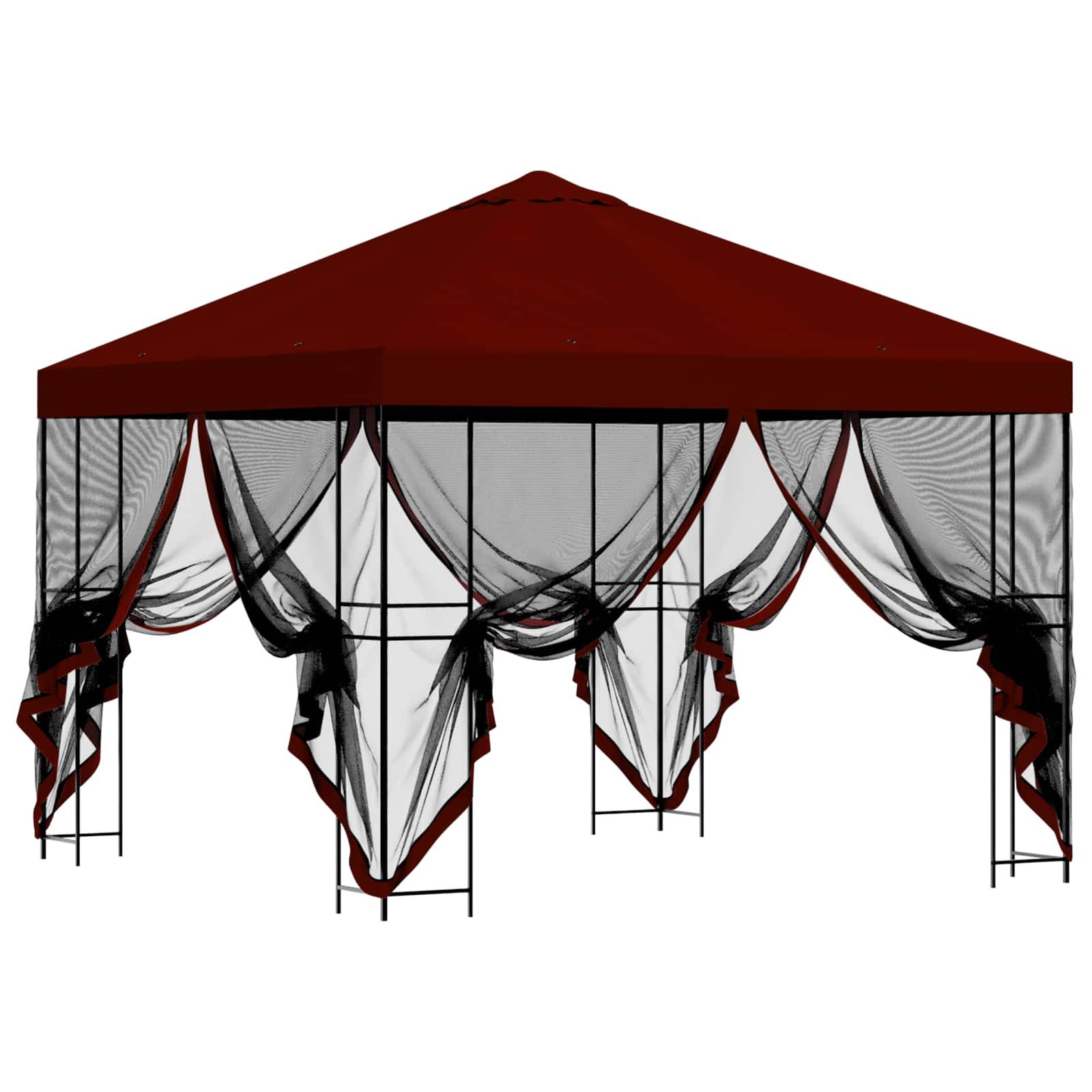 vidaXL Garten Pavillon mit Seitenwänden 3 x 3 m Bordeauxrot