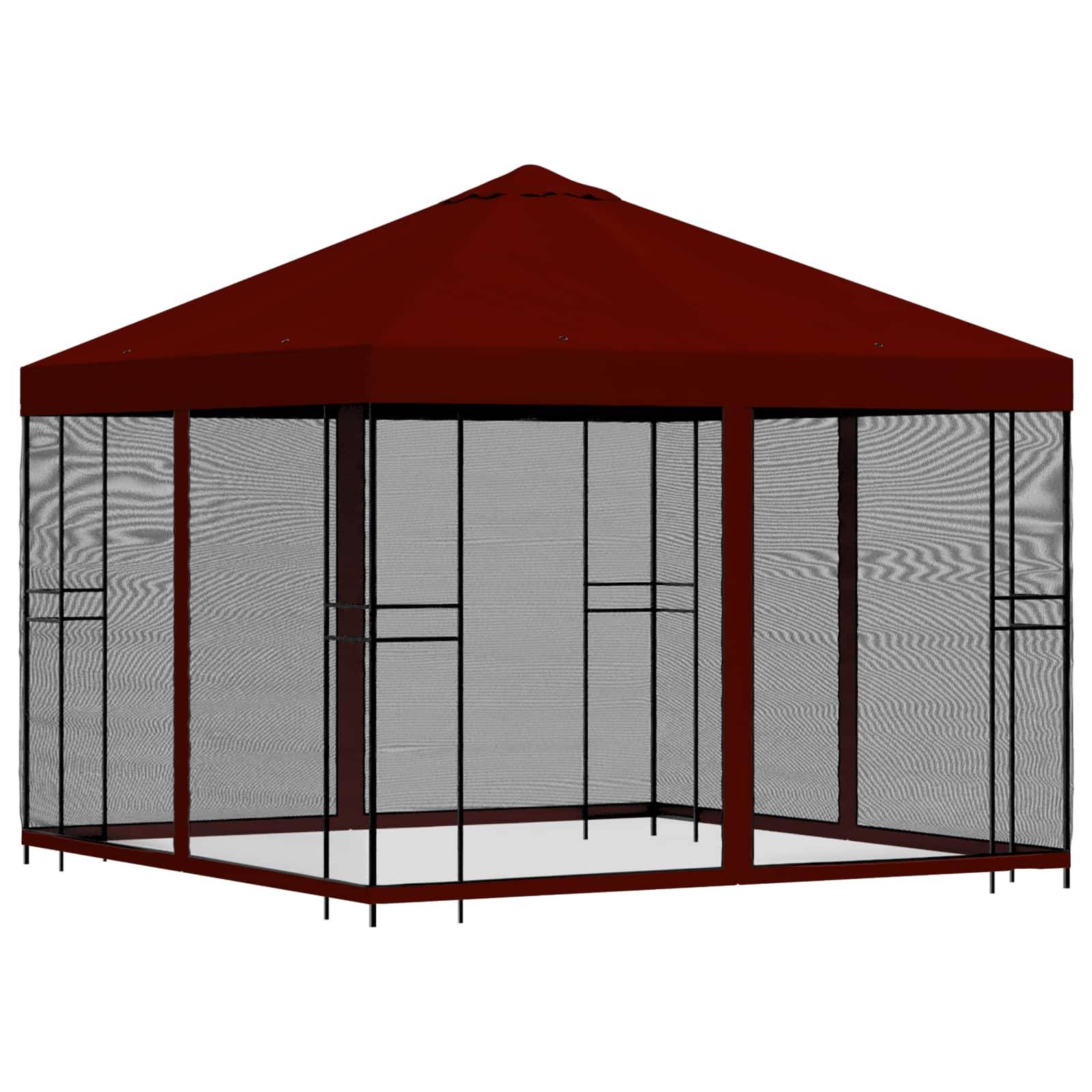 vidaXL Garten Pavillon mit Seitenwänden 3 x 3 m Bordeauxrot
