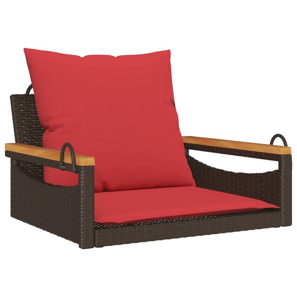vidaXL Hängesessel mit Kissen Braun 63x62x40 cm Poly Rattan