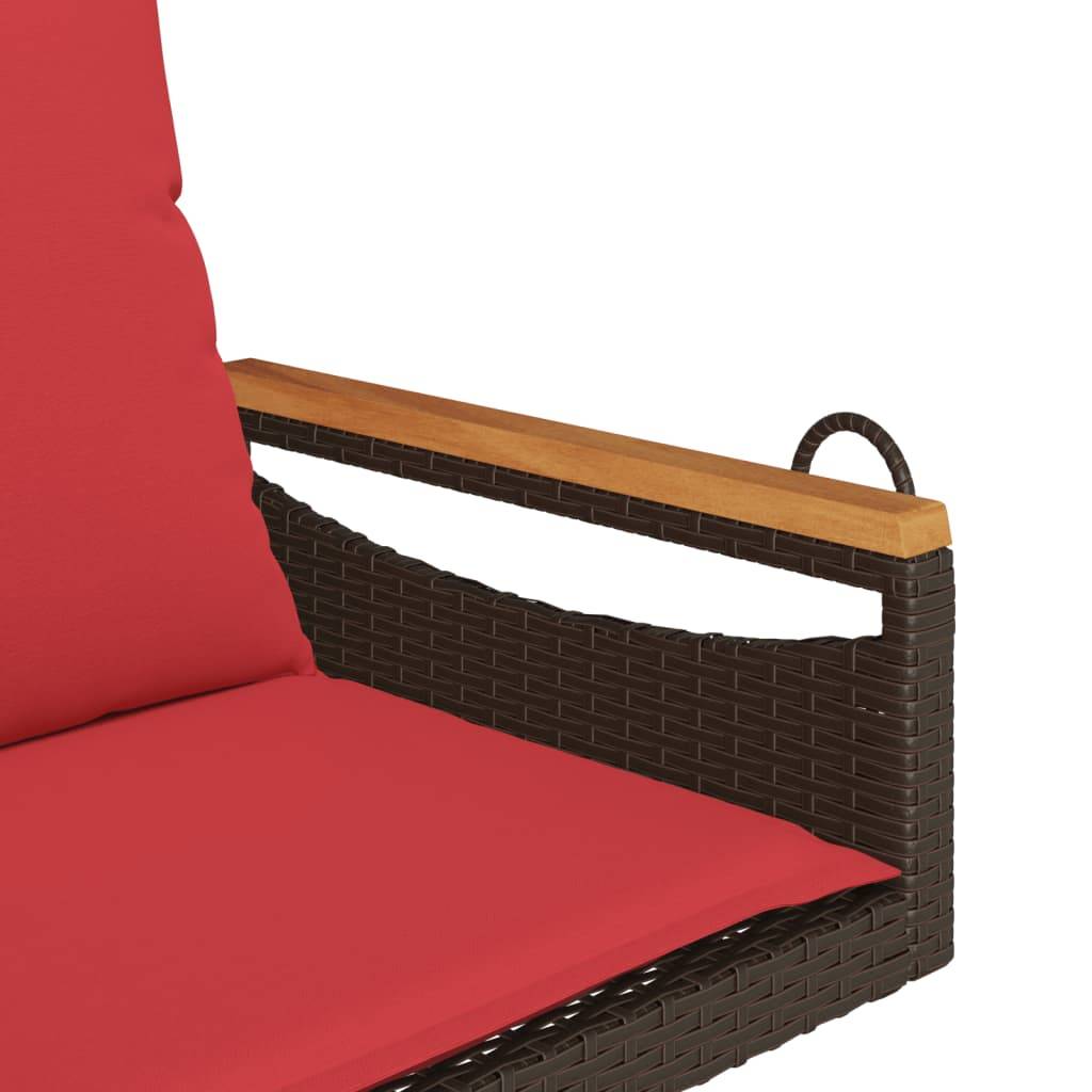 vidaXL Hängesessel mit Kissen Braun 63x62x40 cm Poly Rattan