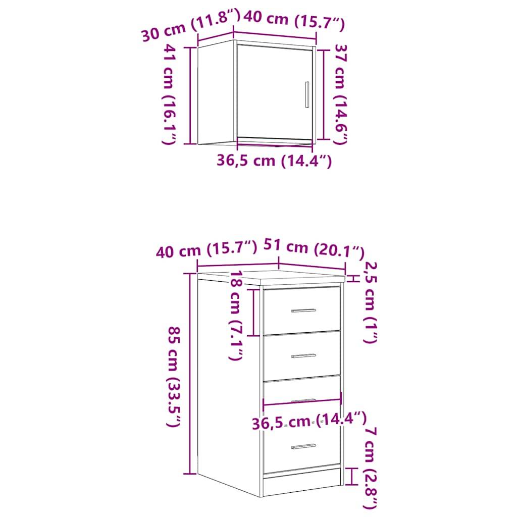 vidaXL Garagenschränke 2 Stk. Weiß Holzwerkstoff
