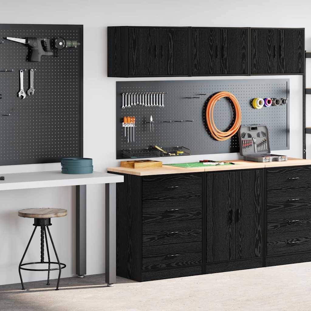 vidaXL Garagenschränke 2 Stk. Schwarz Holzwerkstoff