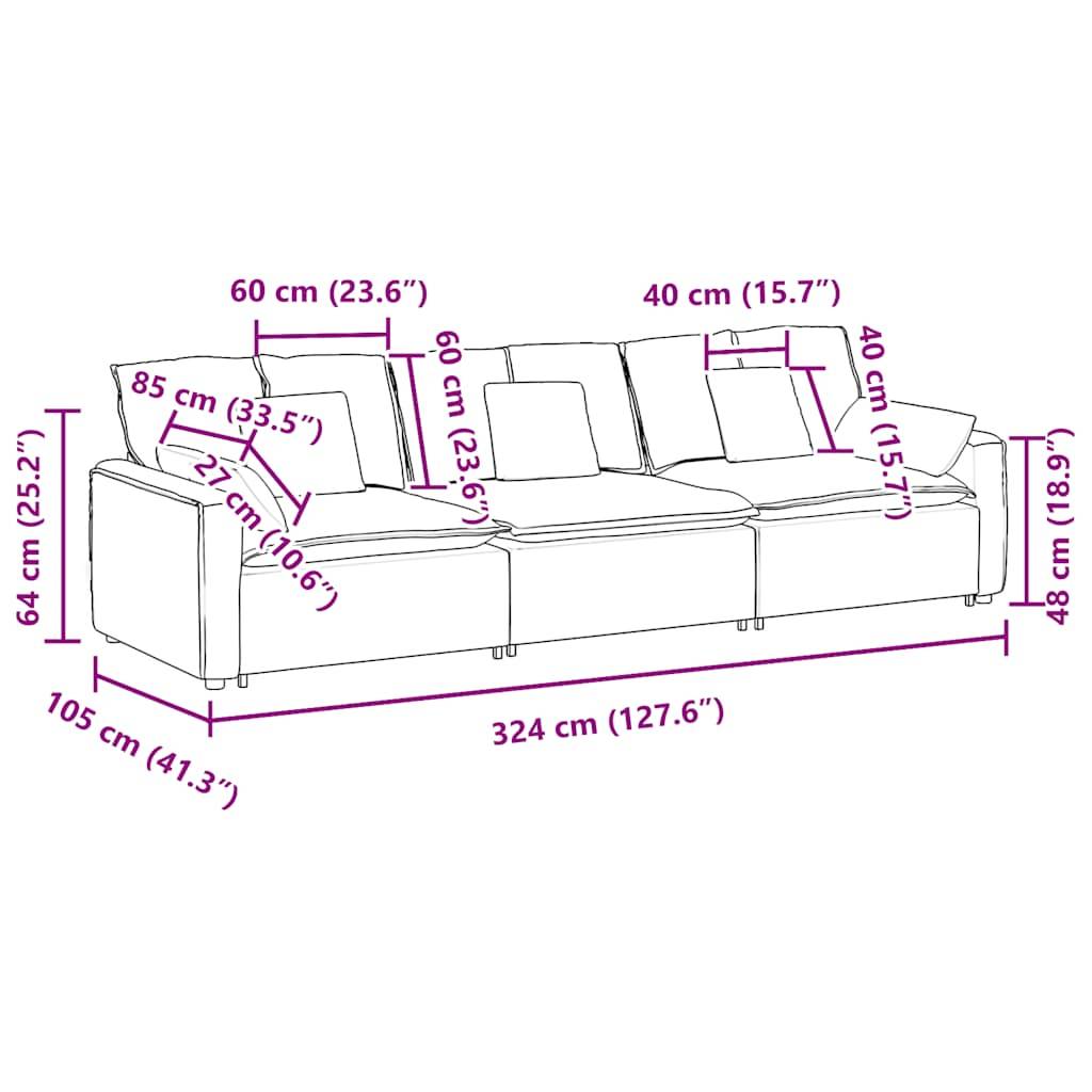 vidaXL Modulares Sofa mit Kissen Blau