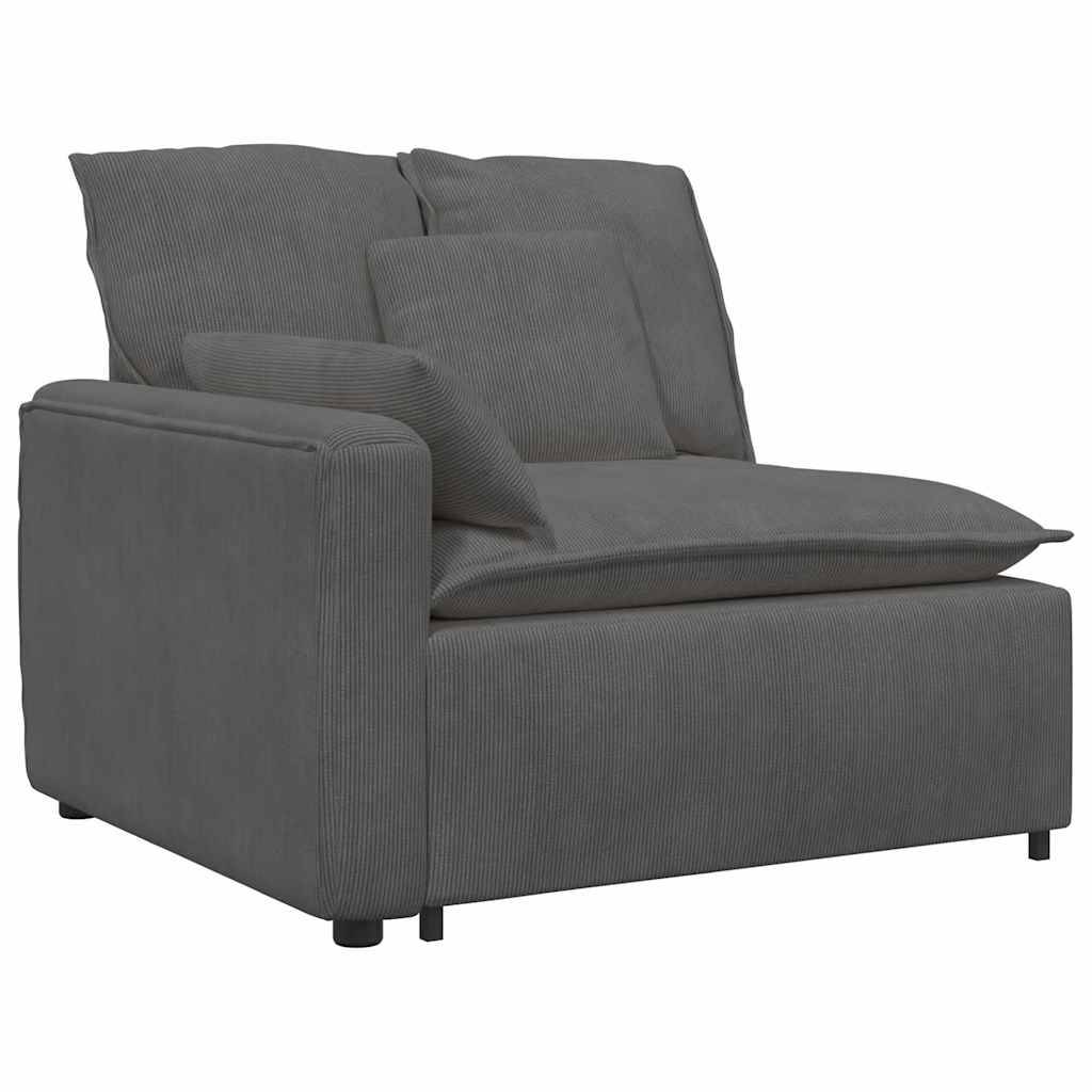 vidaXL Modulares Sofa mit Fußhocker und Kissen Dunkelgrau