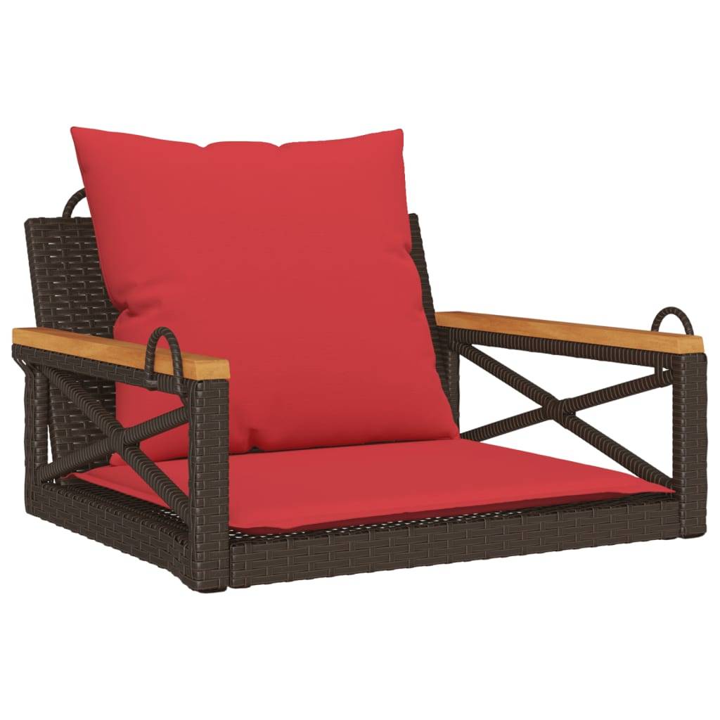 vidaXL Hängesessel mit Kissen Braun 63x62x40 cm Poly Rattan