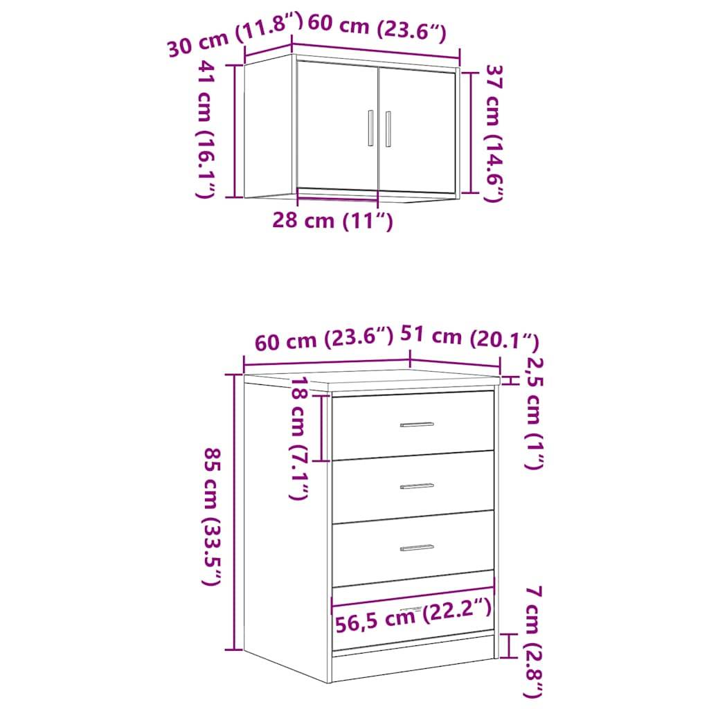 vidaXL Garagenschränke 2 Stk. Artisan-Eiche Holzwerkstoff