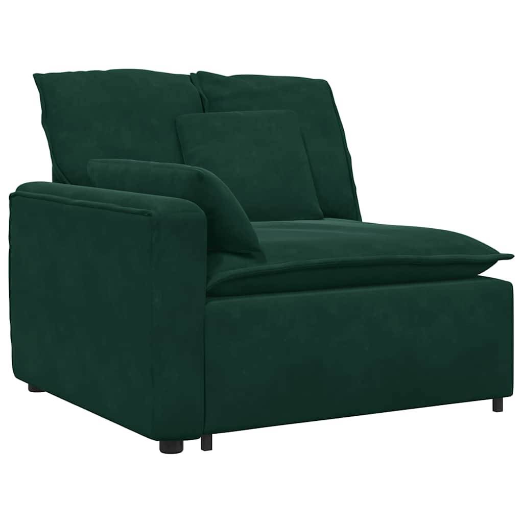 vidaXL Modulares Sofa Endmodul mit Armlehne Kissen Dunkelgrün 100 cm