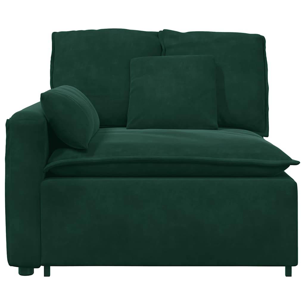 vidaXL Modulares Sofa Endmodul mit Armlehne Kissen Dunkelgrün 100 cm