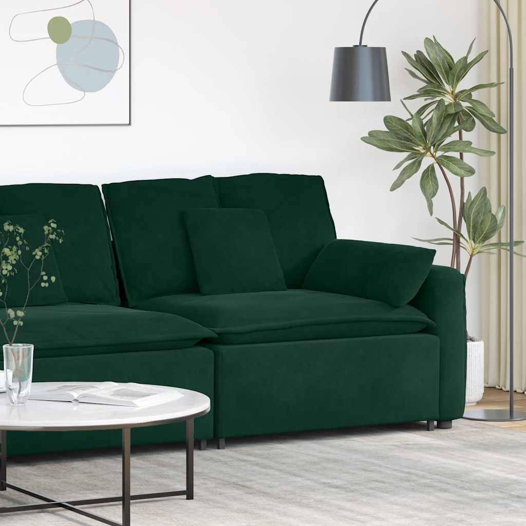 vidaXL Modulares Sofa Endmodul mit Armlehne Kissen Dunkelgrün 100 cm