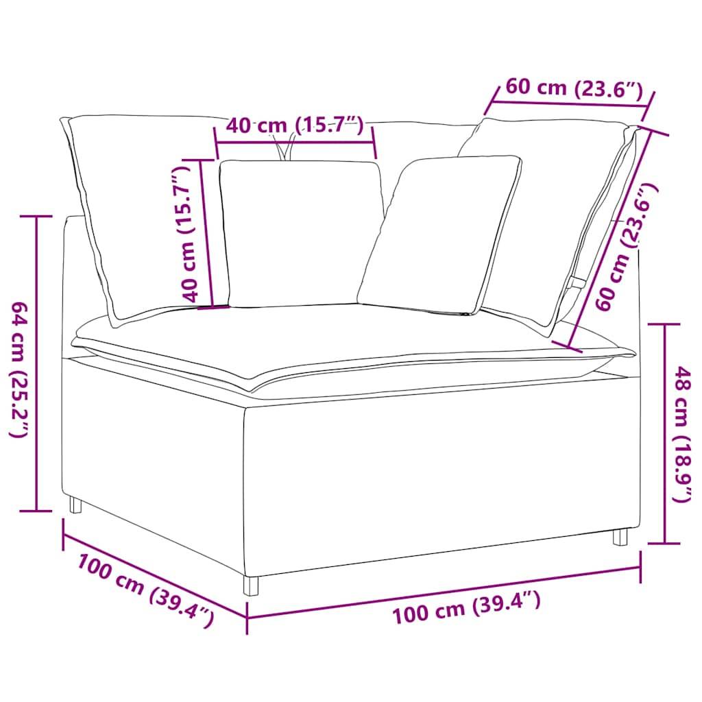 vidaXL Modulares Sofa Eckmodul mit Kissen Schwarz 100 cm