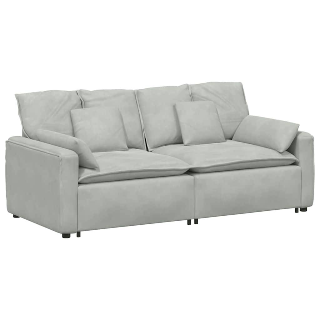 vidaXL Modulares Sofa mit Kissen Hellgrau