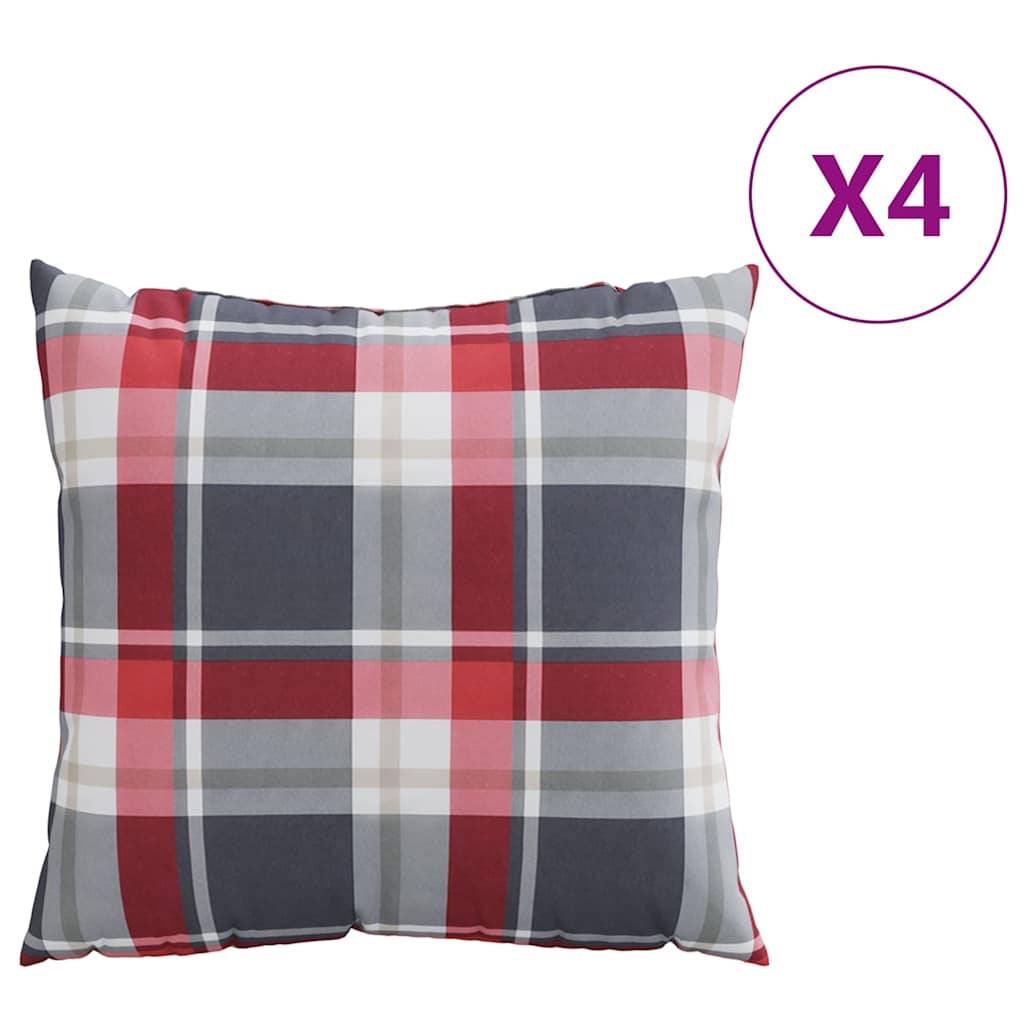 vidaXL Sofakissen 4 Stk. Rot Karomuster 60x60 cm Stoff