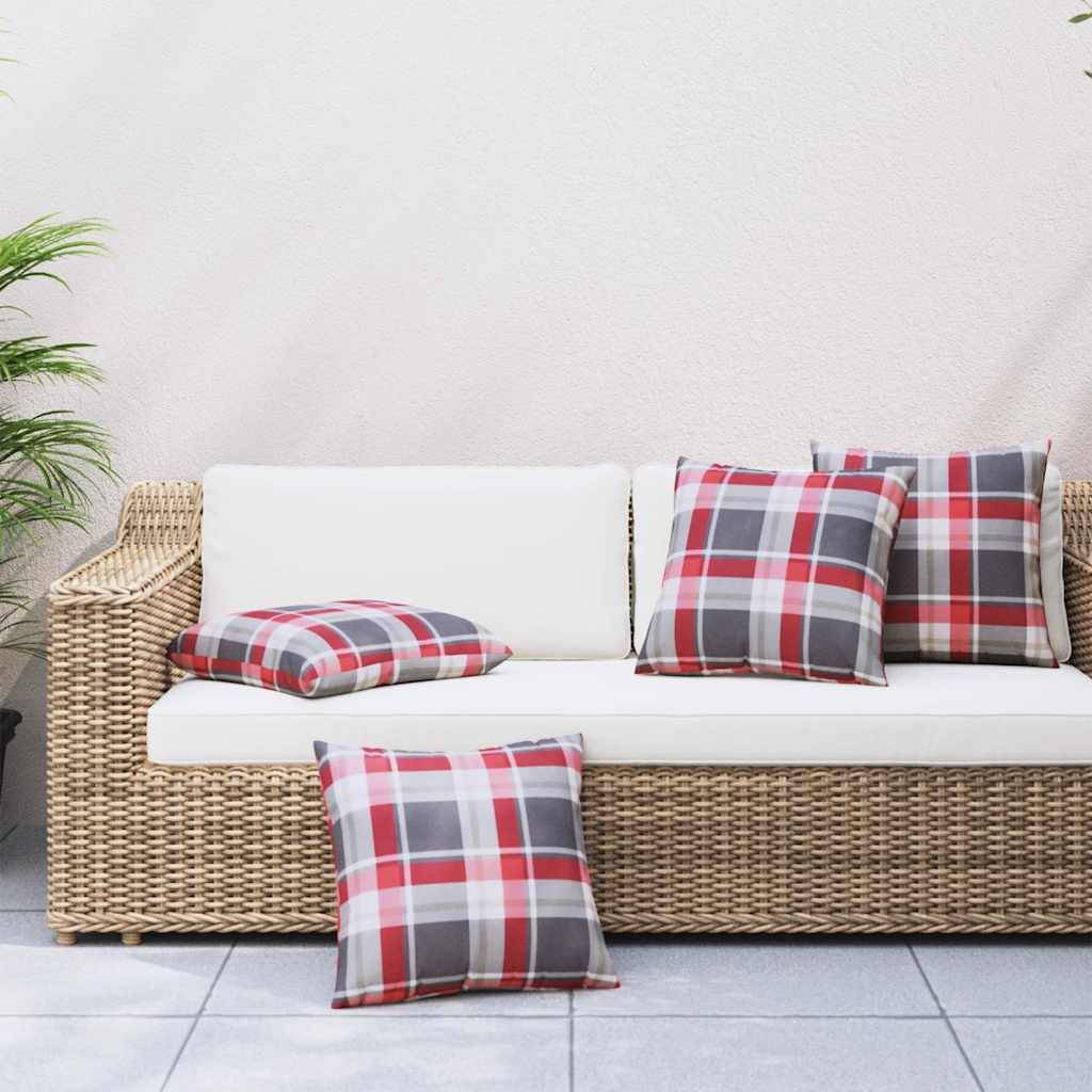 vidaXL Sofakissen 4 Stk. Rot Karomuster 60x60 cm Stoff