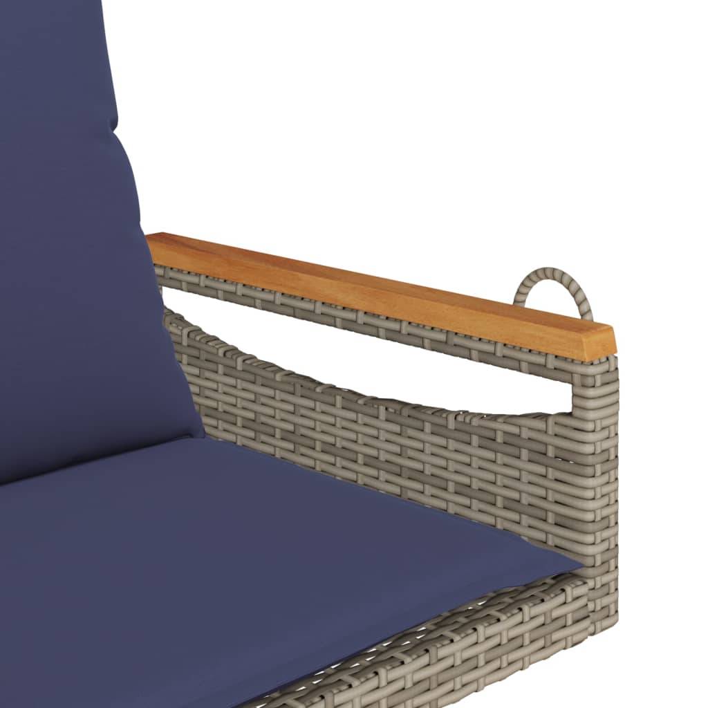 vidaXL Hängesessel mit Kissen Grau 63x62x40 cm Poly Rattan