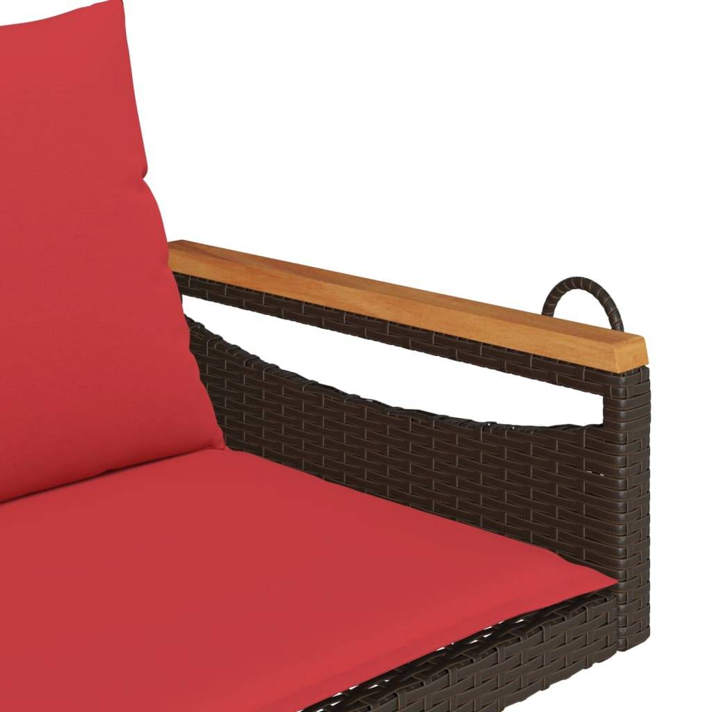 vidaXL Hängebank mit Kissen Braun 109x62x40 cm Poly Rattan