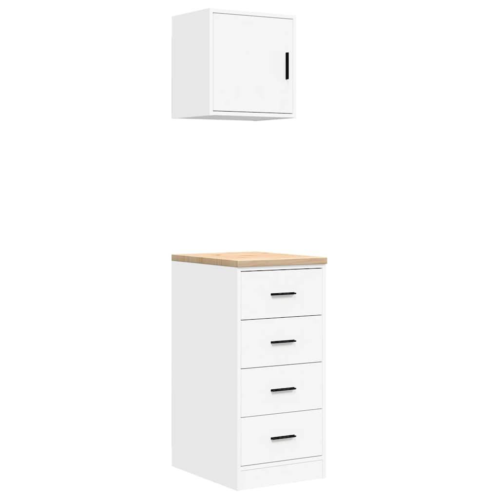 vidaXL Garagenschränke 2 Stk. Weiß Holzwerkstoff