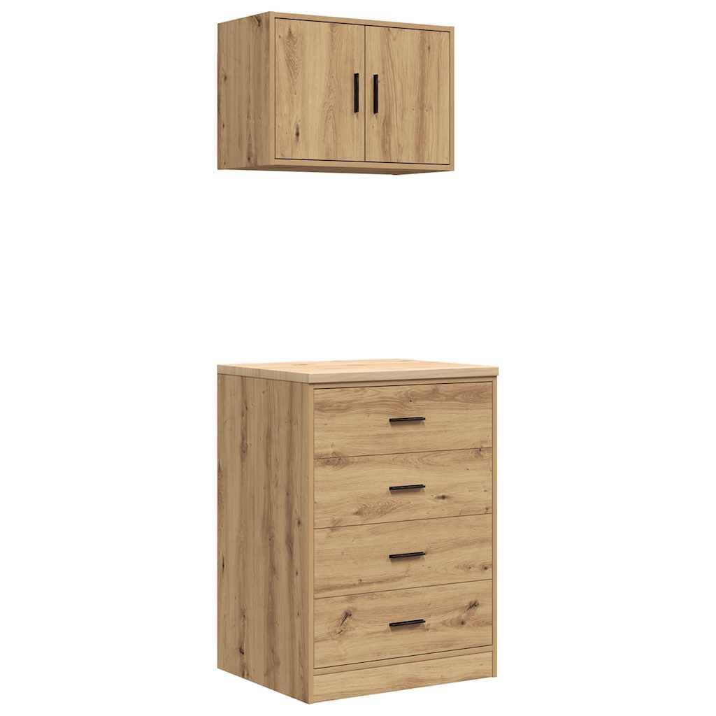 vidaXL Garagenschränke 2 Stk. Artisan-Eiche Holzwerkstoff