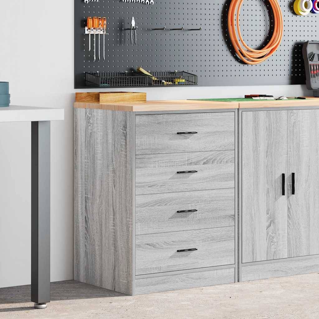 vidaXL Garagen-Aufbewahrungsschrank Grau Sonoma Massivholz Kiefer
