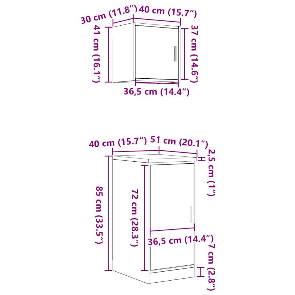 vidaXL Garagenschränke 2 Stk. Weiß Holzwerkstoff