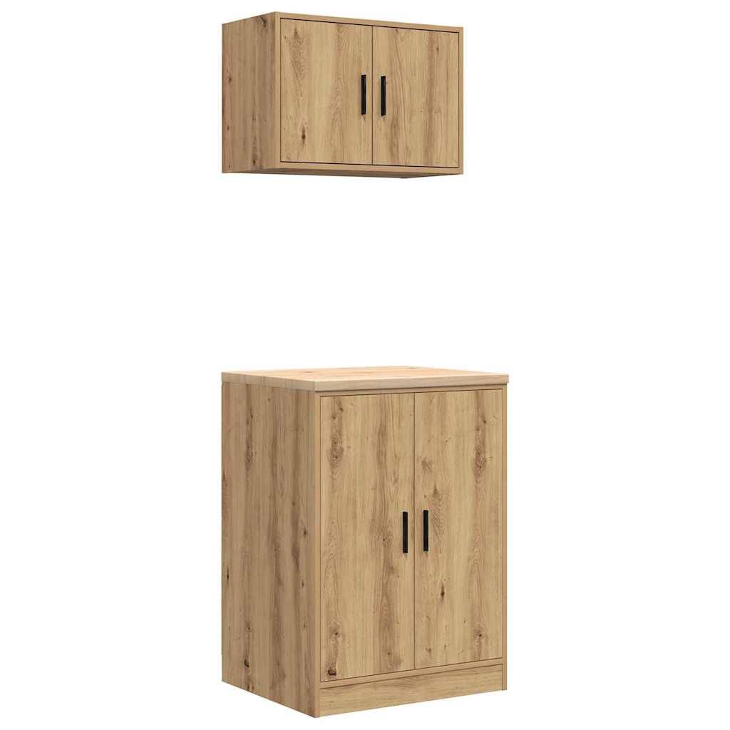 vidaXL Garagenschränke 2 Stk. Artisan-Eiche Holzwerkstoff