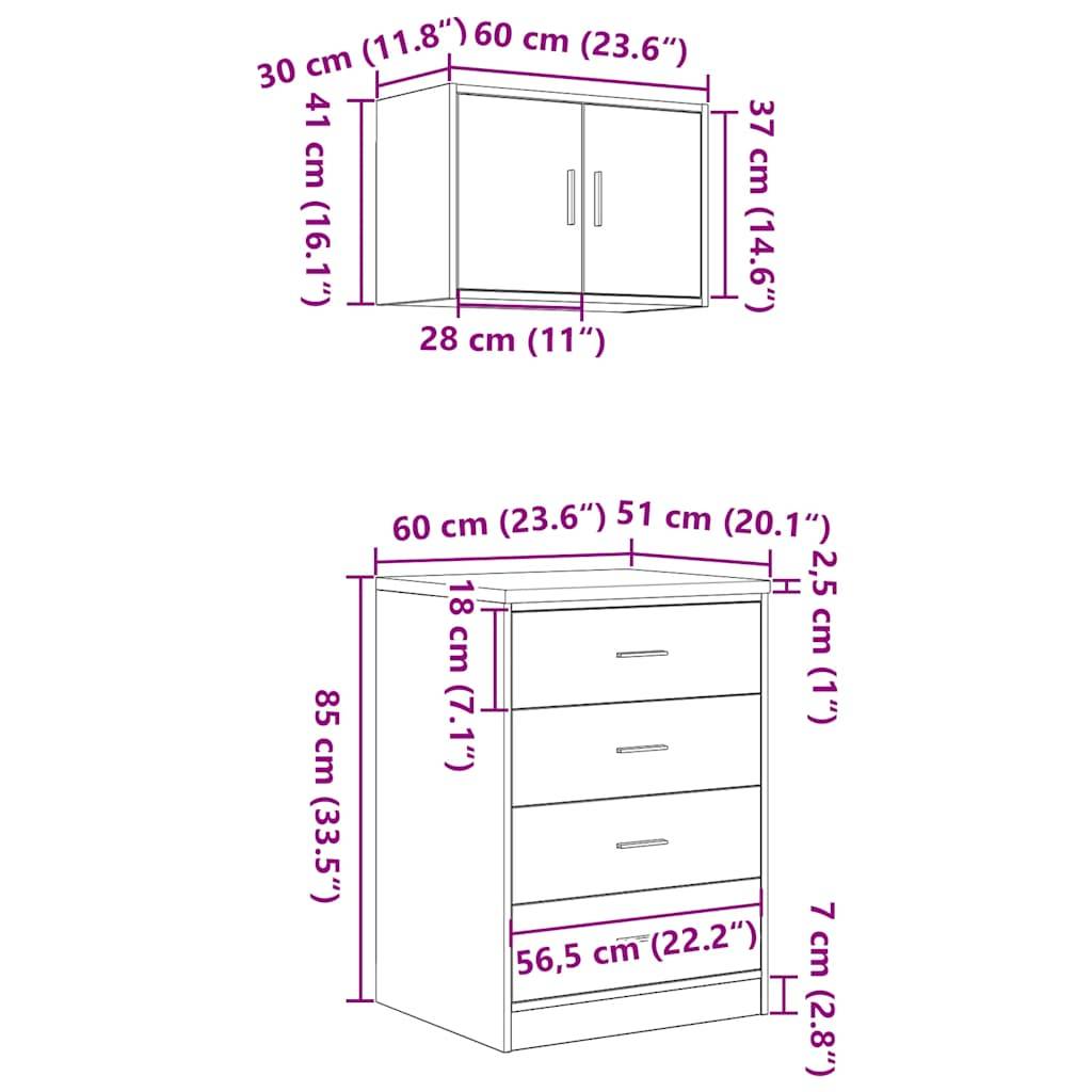vidaXL Garagenschränke 2 Stk. Altholz-Optik Holzwerkstoff
