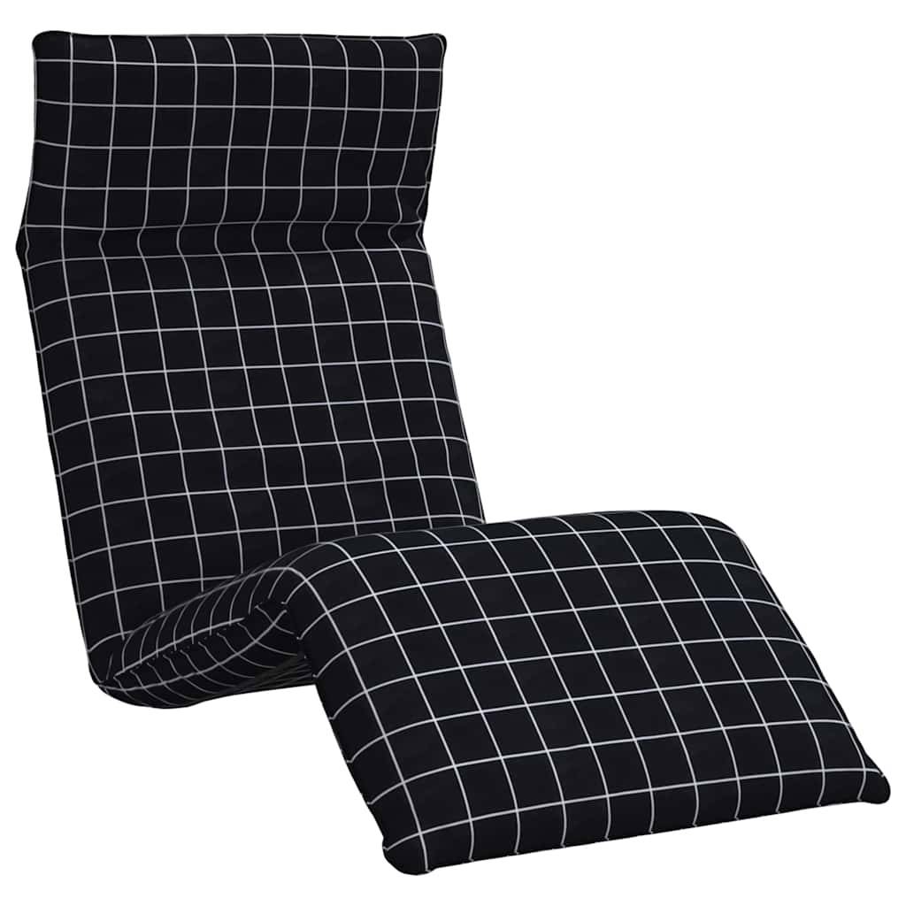 vidaXL Sonnenliege Klappbar Schwarz Karomuster 175x54x8,5 cm
