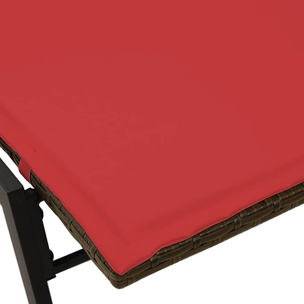 vidaXL Sonnenliege mit Auflage Braun Poly Rattan