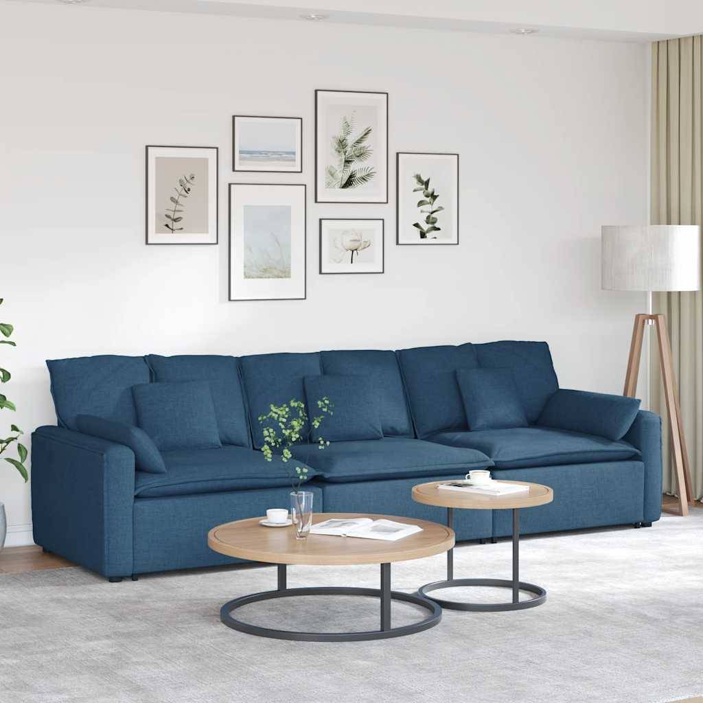 vidaXL Modulares Sofa mit Kissen Blau