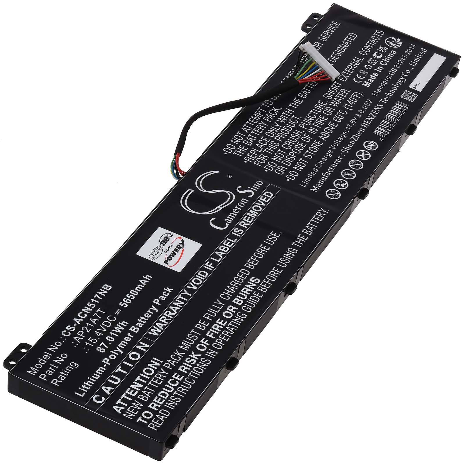 Powery Akku für Acer Nitro 5 AN517-55-77MX AN517-55-72VY Laptop, 15,4V, Li-Ion