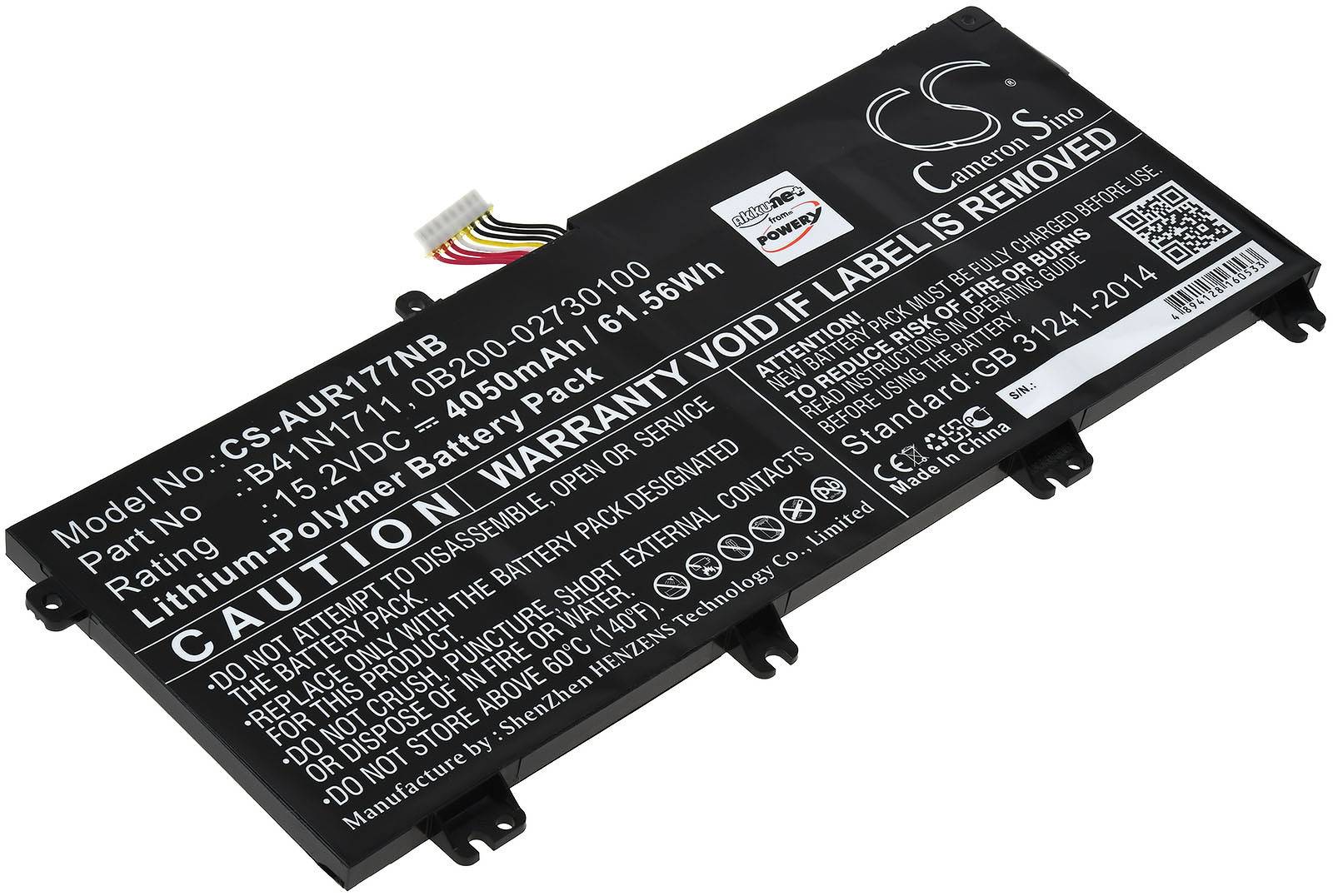 Powery Akku für Laptop Asus ROG Strix GL503GE-EN083T, 15,2V, Li-Polymer