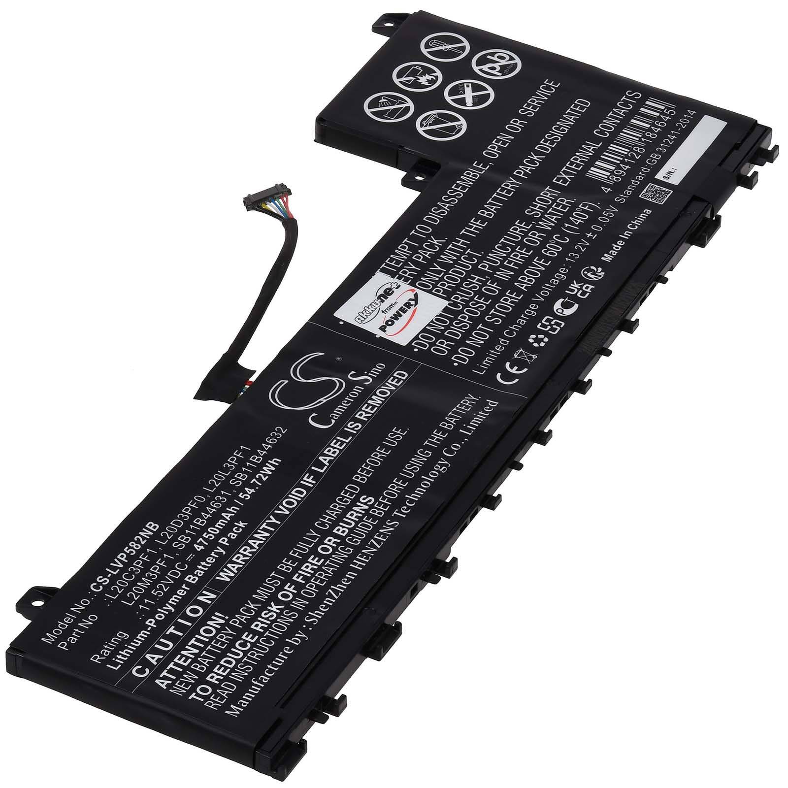 Powery Akku für Lenovo IdeaPad 5 Pro 14ITL6 82L3000XTW, 11,52V, Li-Polymer