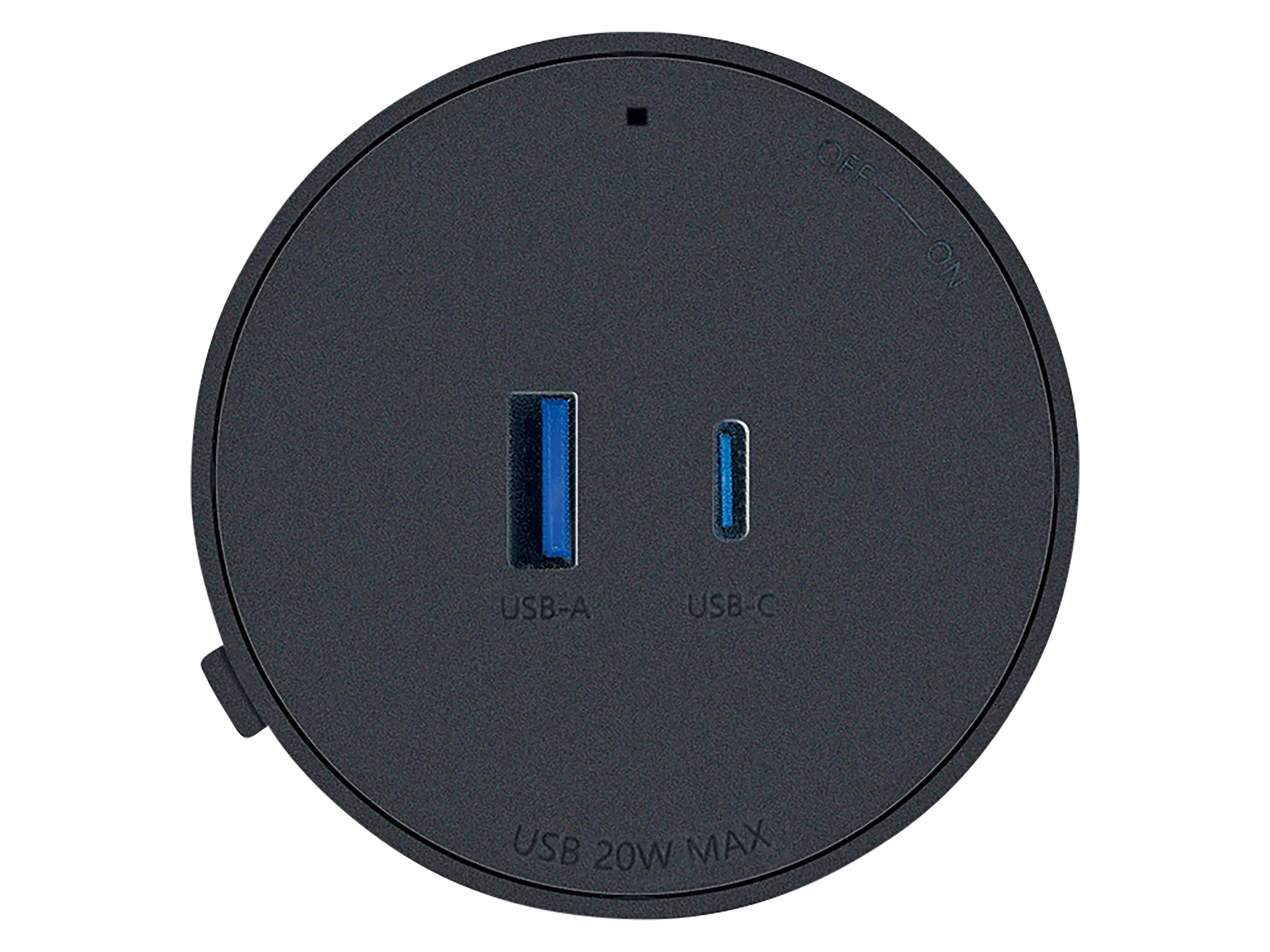 SCHWAIGER Steckdose für Stromschiene, USB-C, USB-A, Ein/Aus, schwarz