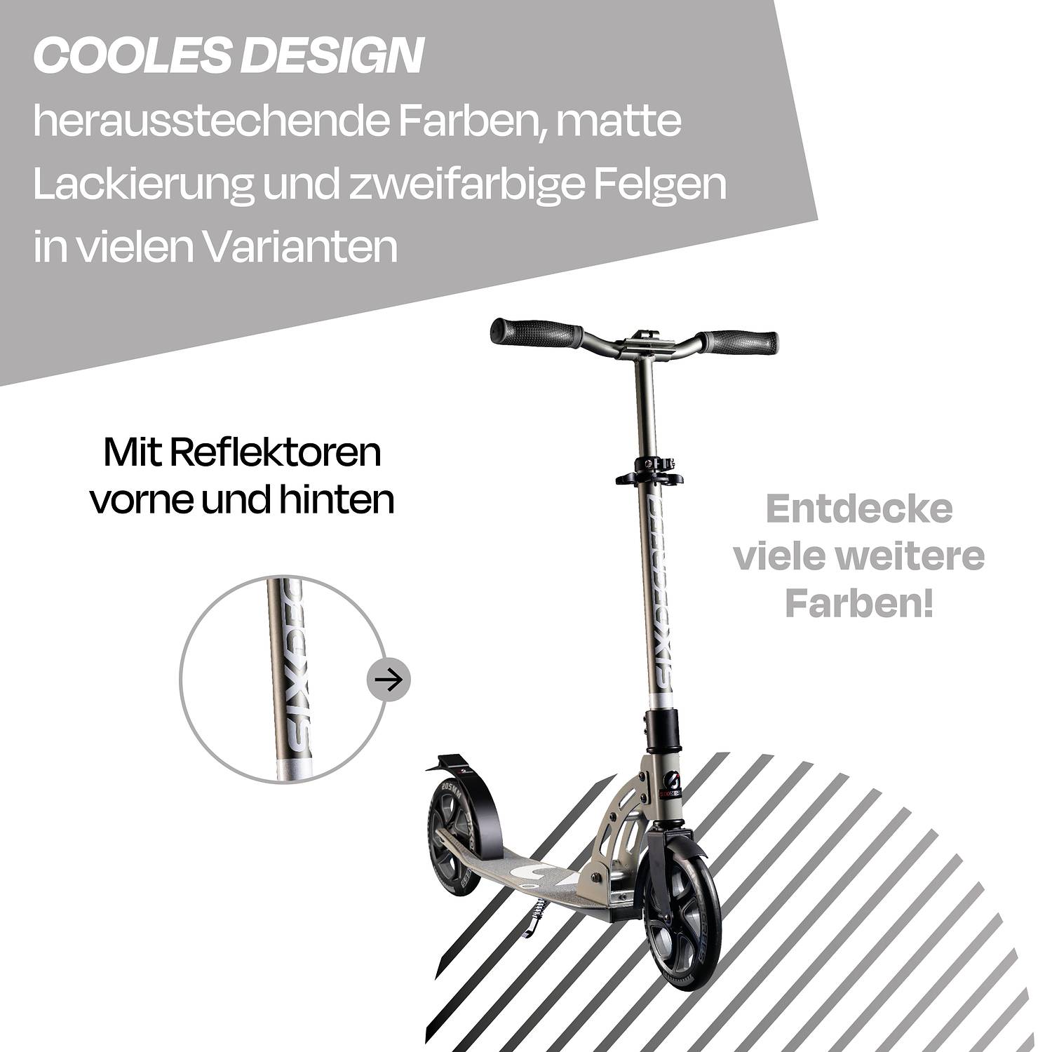 SIX DEGREES Aluminium Scooter 205 mm grau