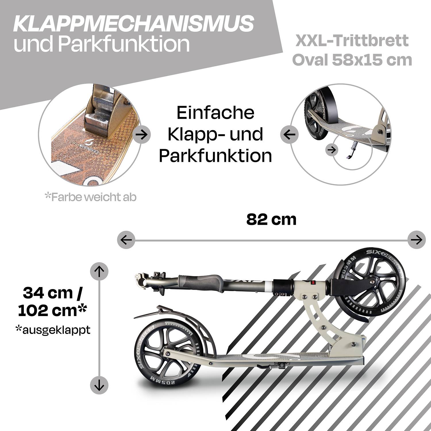 SIX DEGREES Aluminium Scooter 205 mm grau