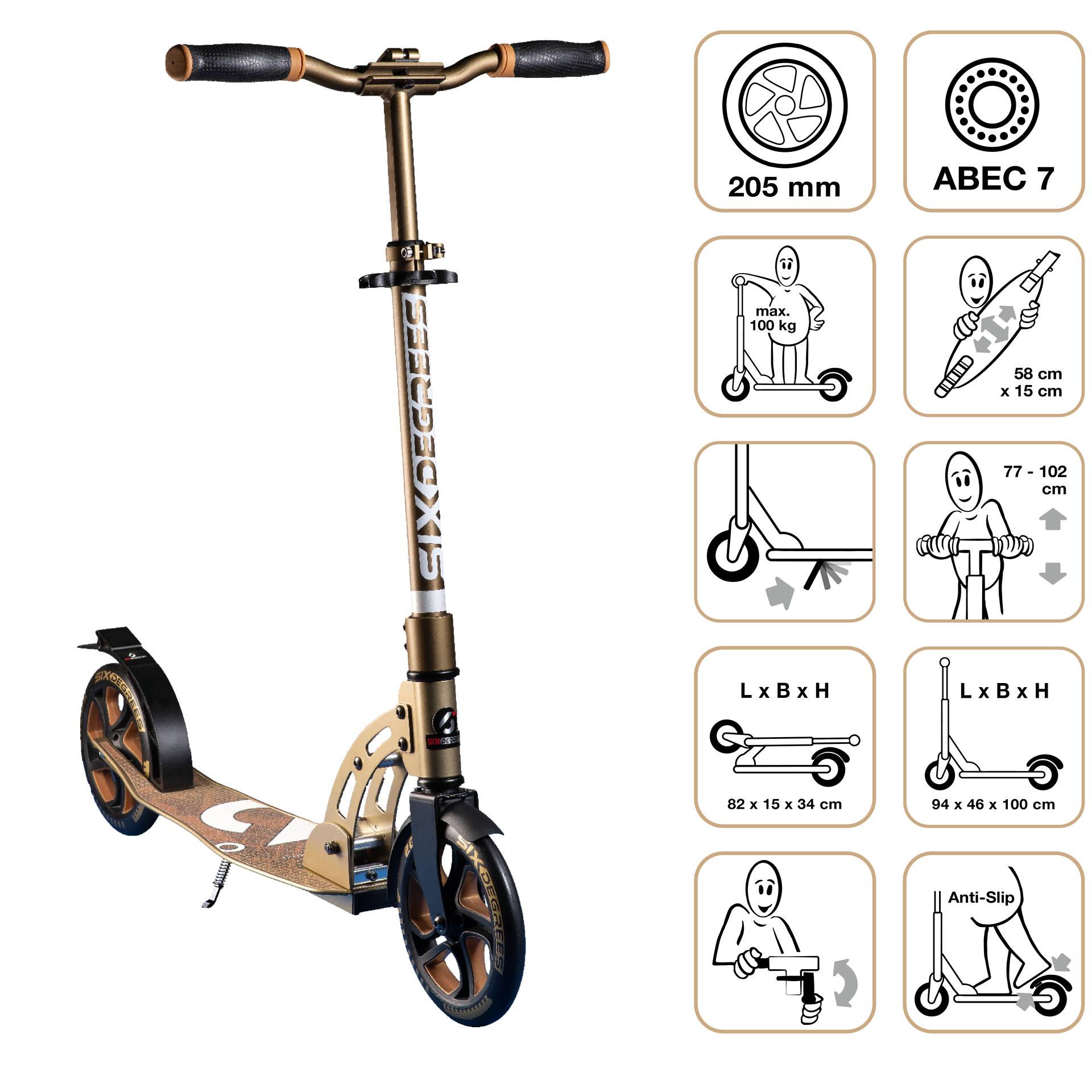 SIX DEGREES Aluminium Scooter 205 mm golden dusk