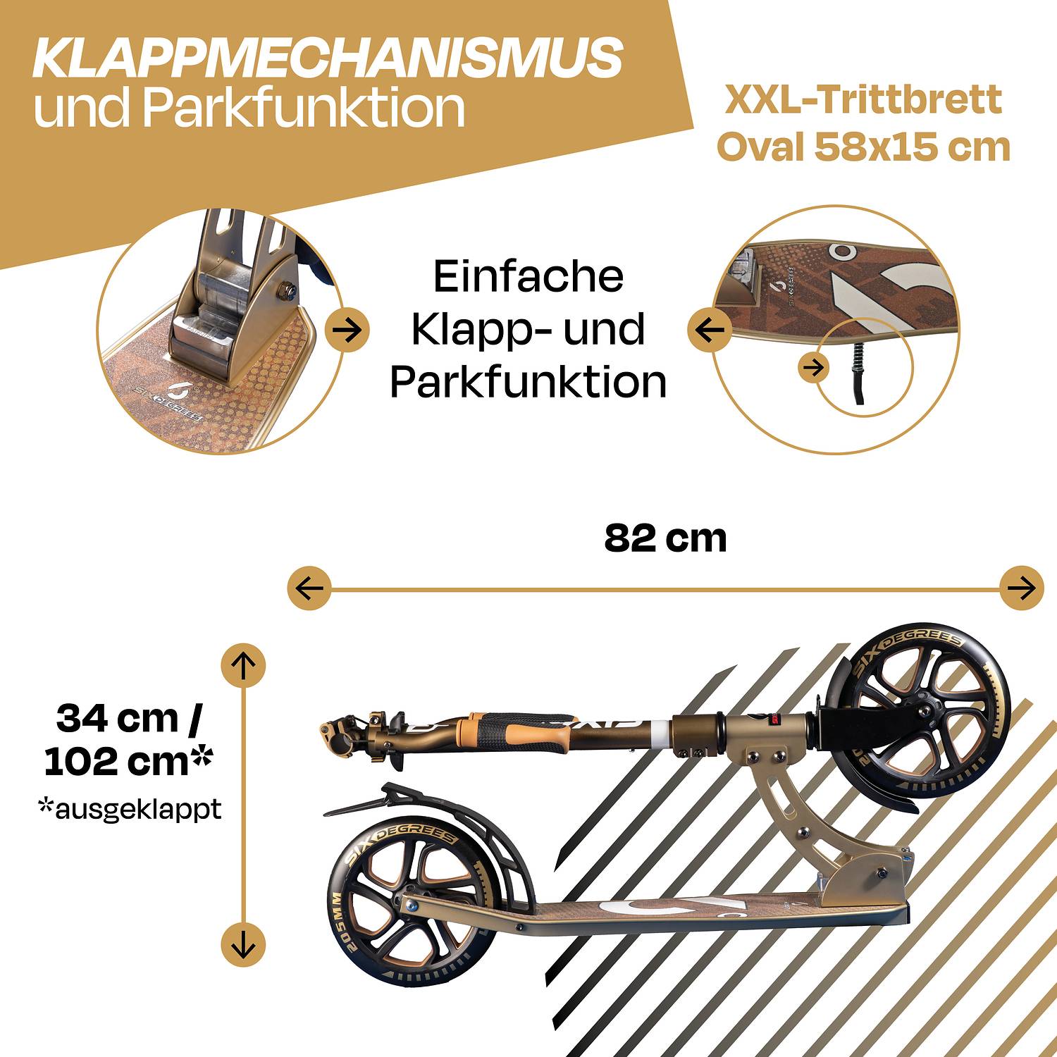 SIX DEGREES Aluminium Scooter 205 mm golden dusk