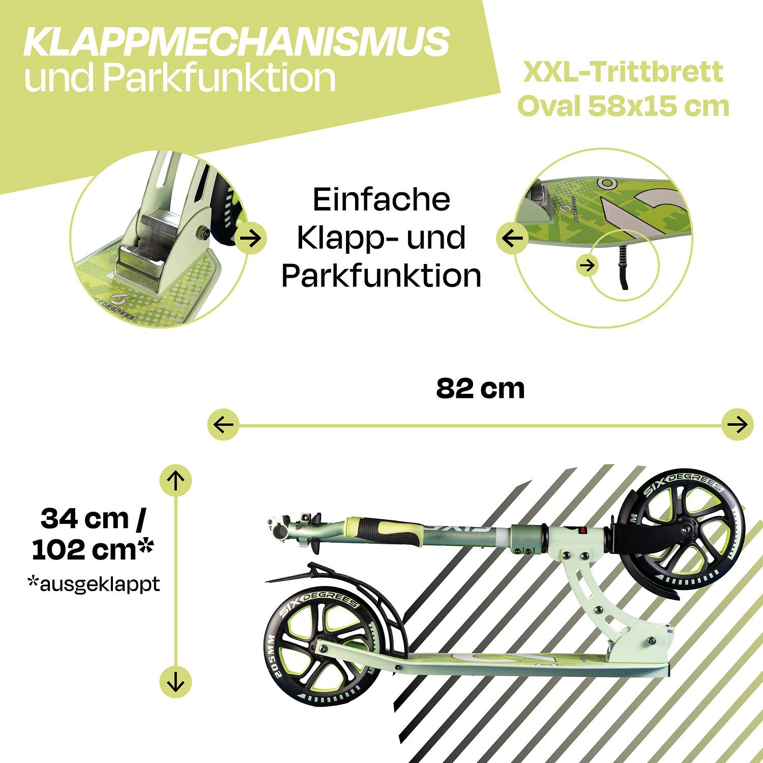 SIX DEGREES Aluminium Scooter 205 mm lime dream