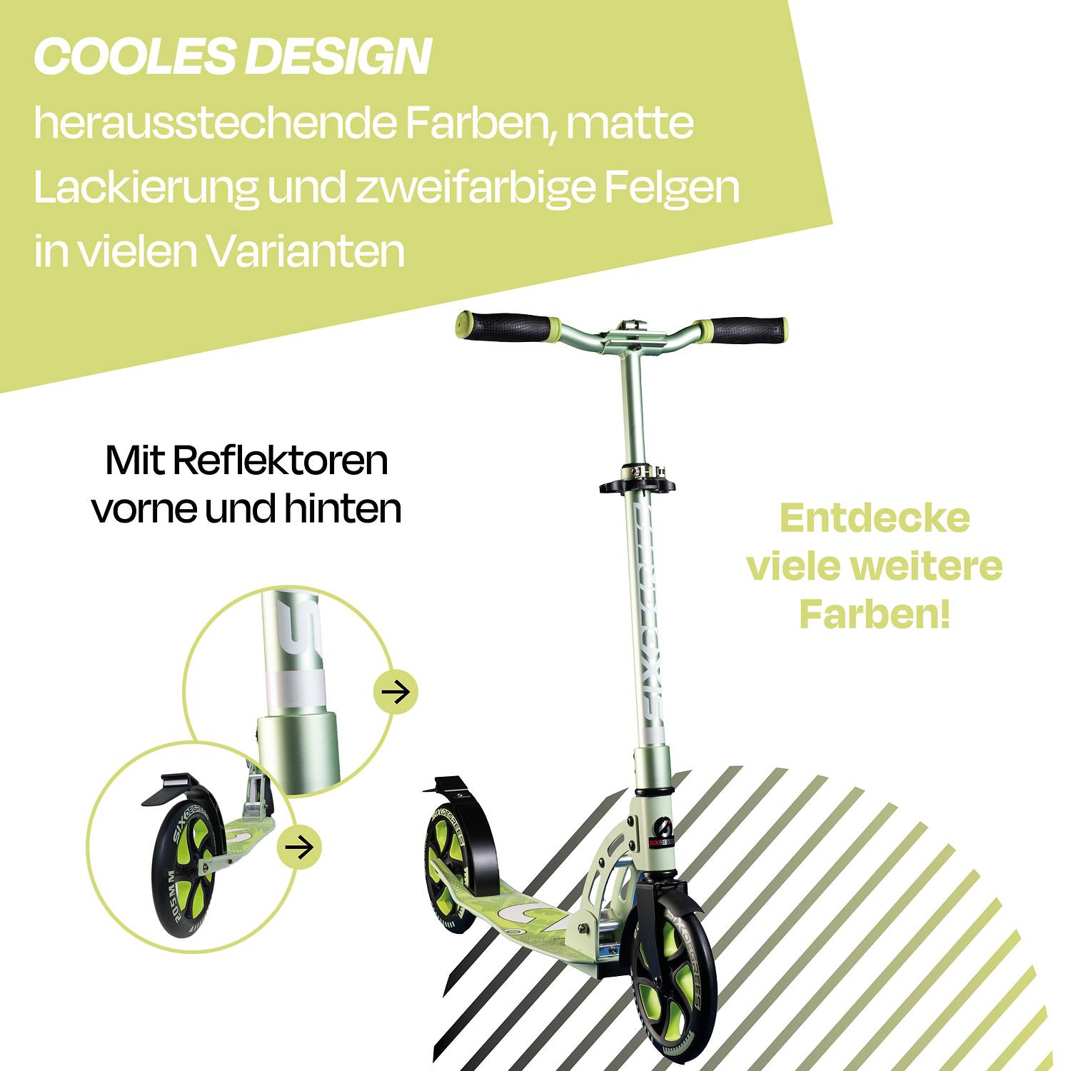 SIX DEGREES Aluminium Scooter 205 mm lime dream