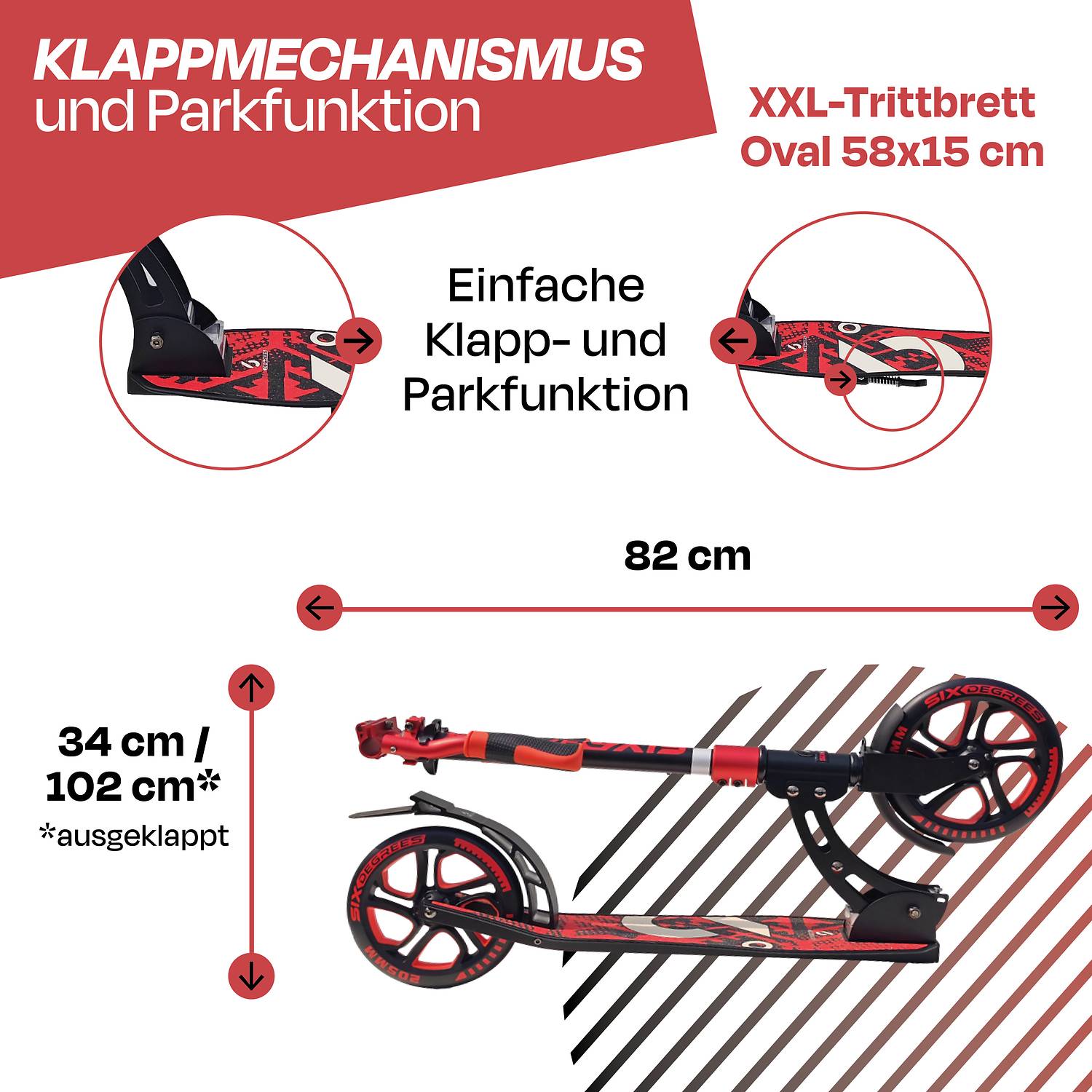 SIX DEGREES Aluminium Scooter 205 mm racing red