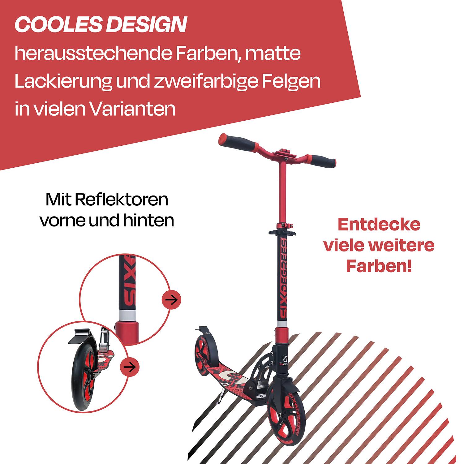 SIX DEGREES Aluminium Scooter 205 mm racing red