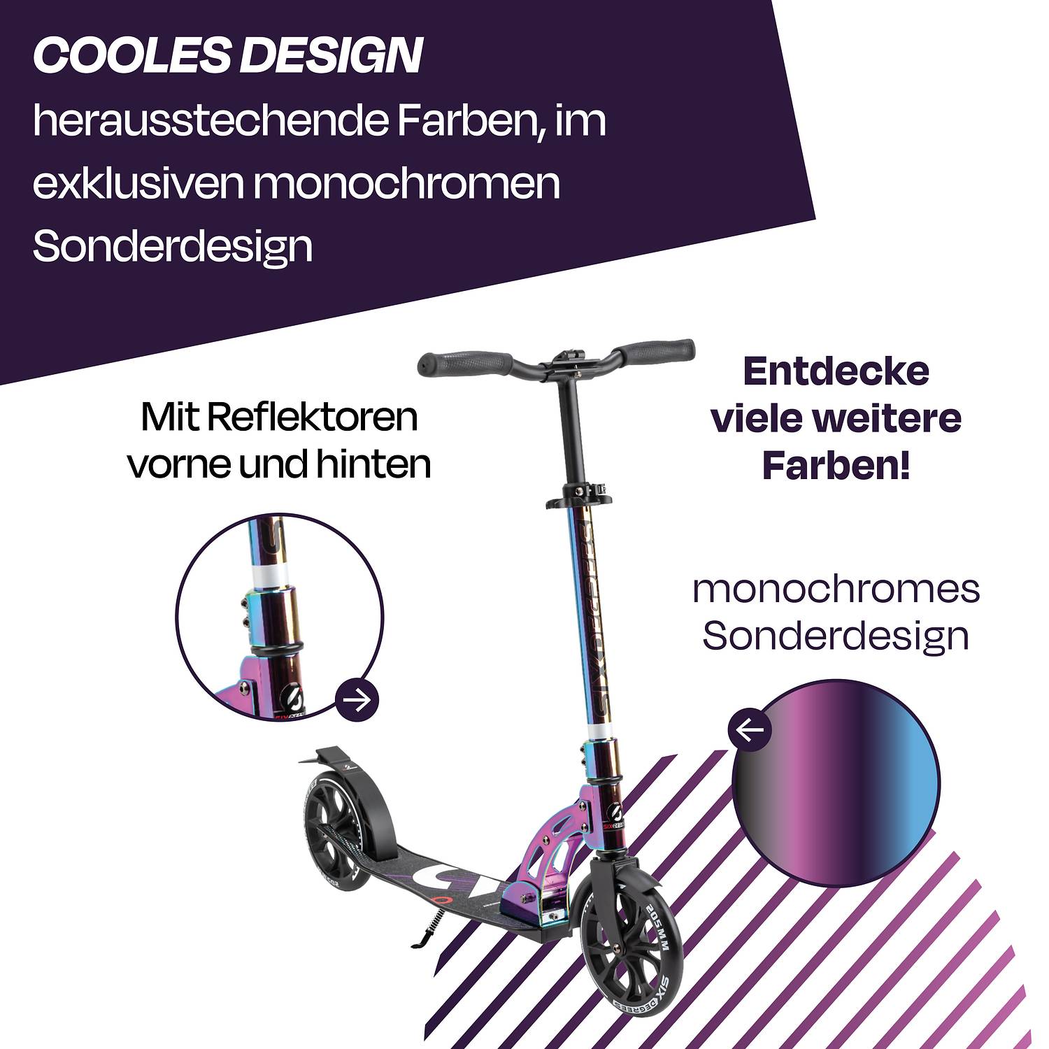 SIX DEGREES Aluminium Scooter 205 mm neochrome Special-Edition