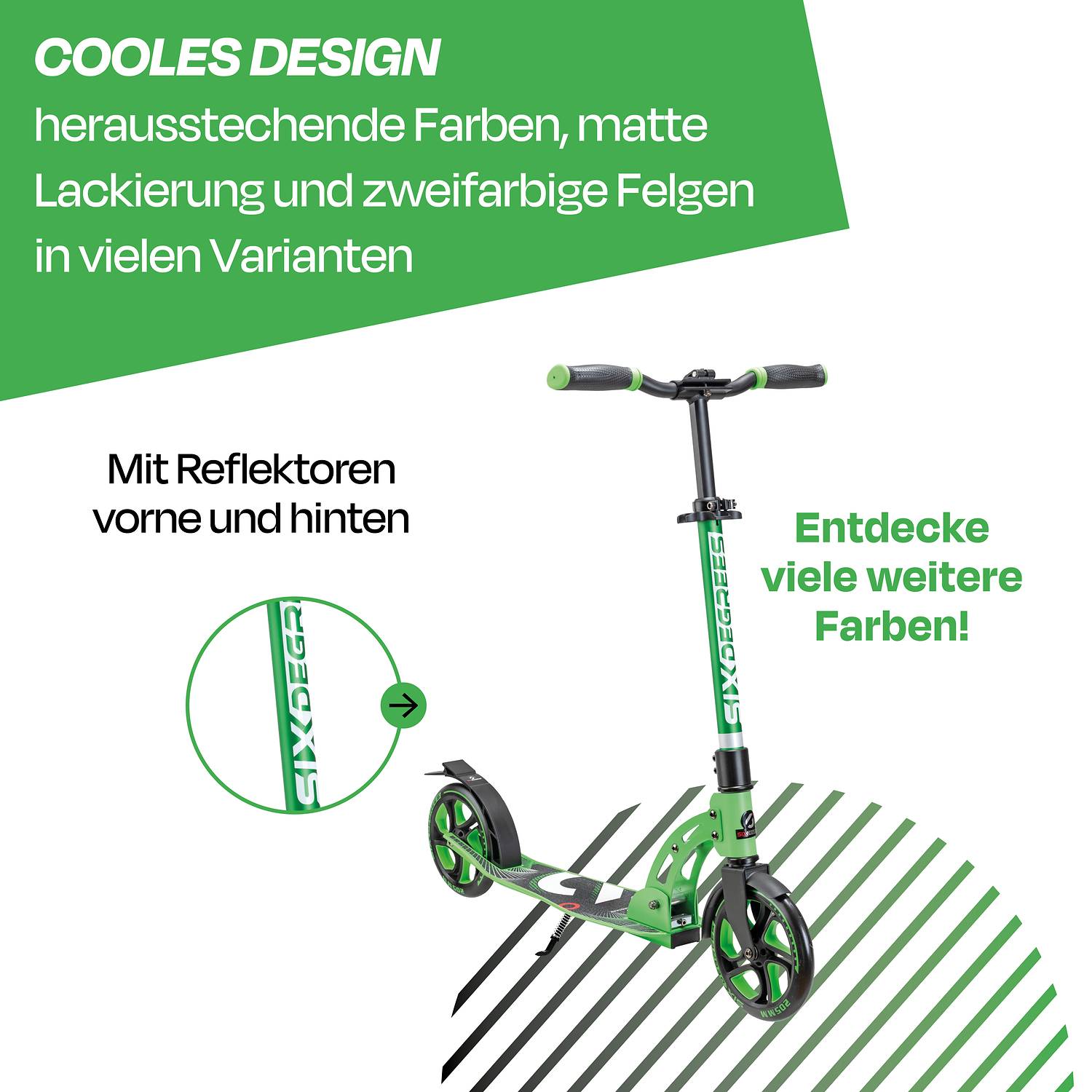 SIX DEGREES Aluminium Scooter 205 mm hellgrün